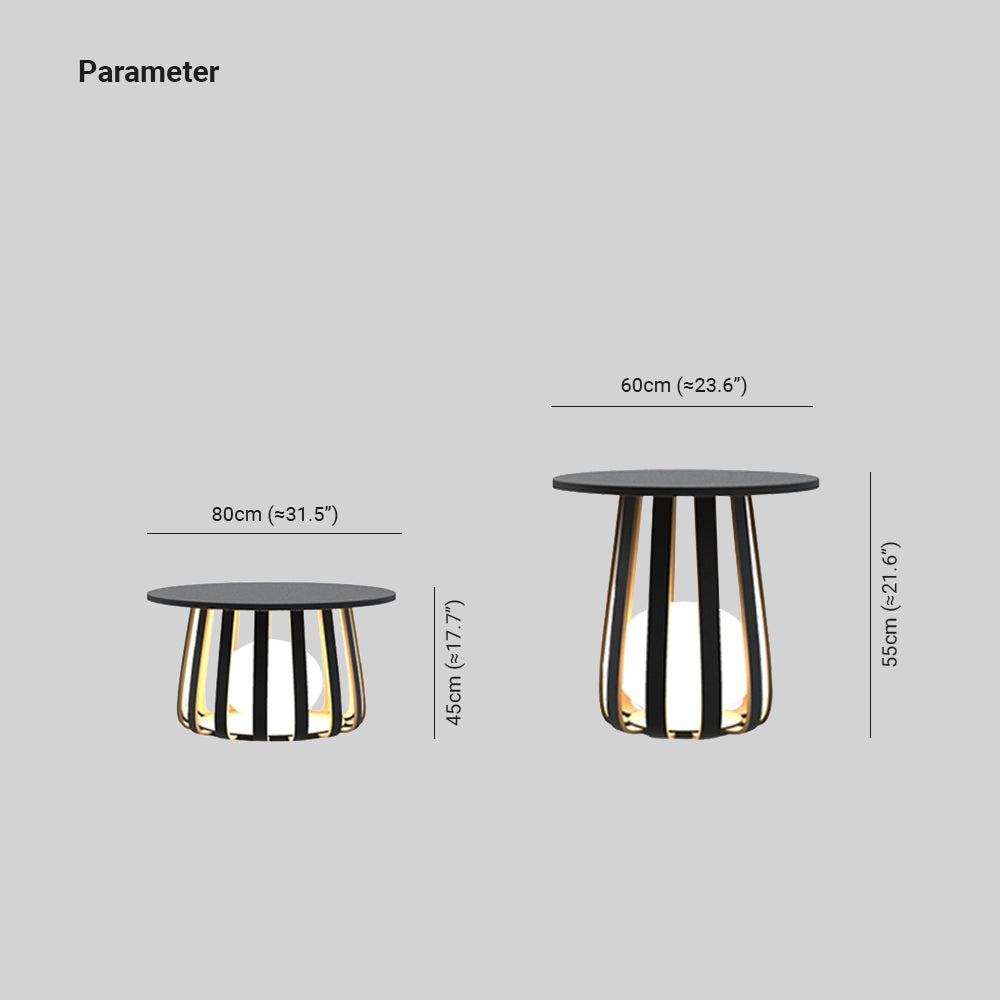 Black Solar Floor Lamp with Table Design – Metal Outdoor Lighting