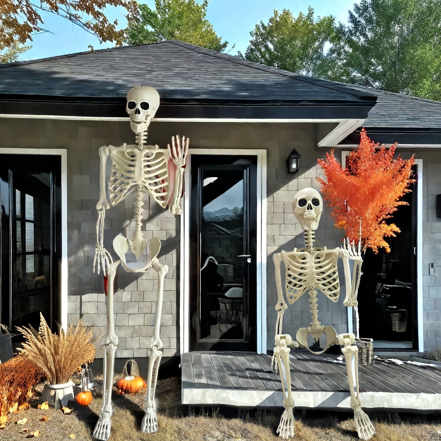 Giant 12 Ft Halloween Skeleton Decoration Posable Outdoor