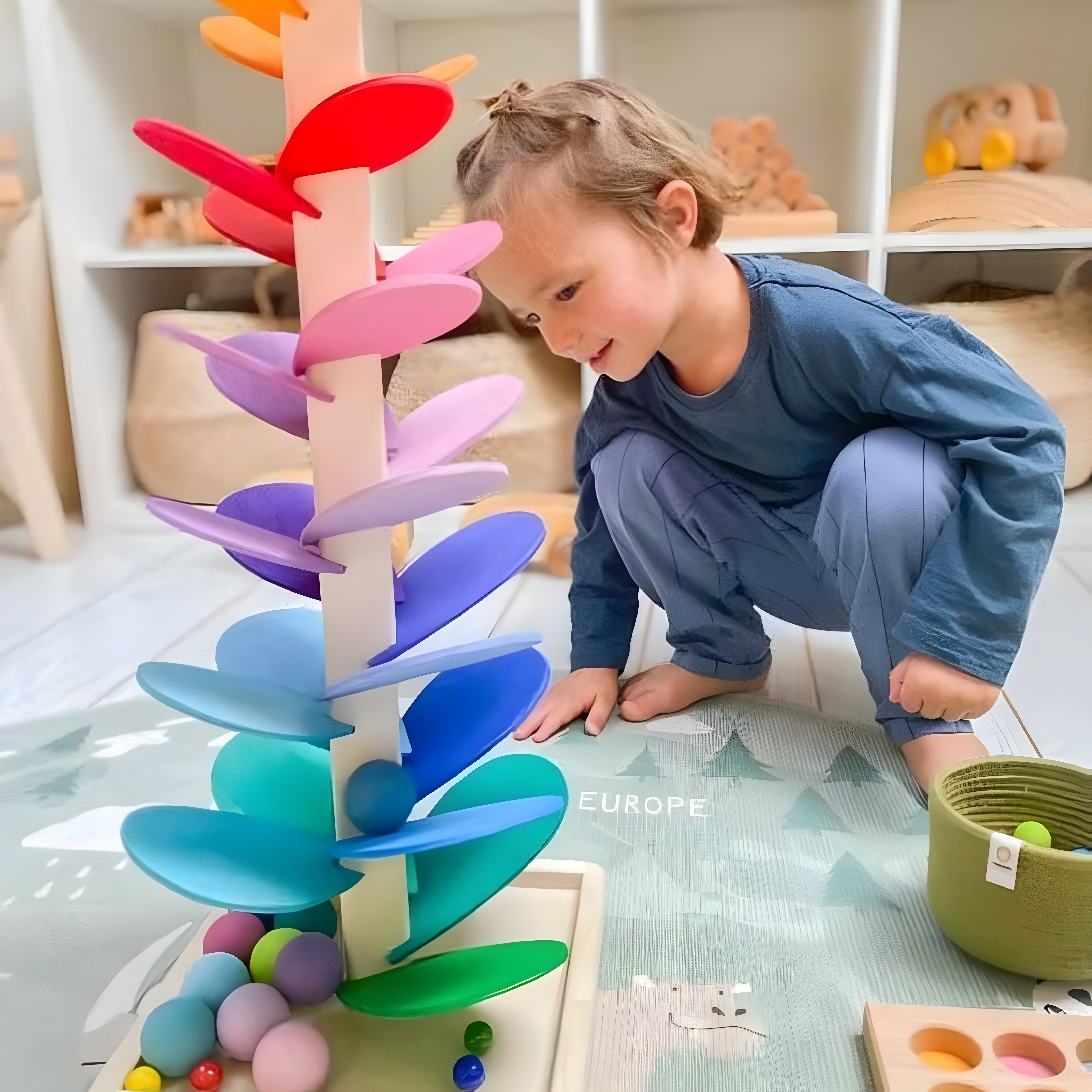Interactive Marble Run Track Sensory Learning Toy for Early Development