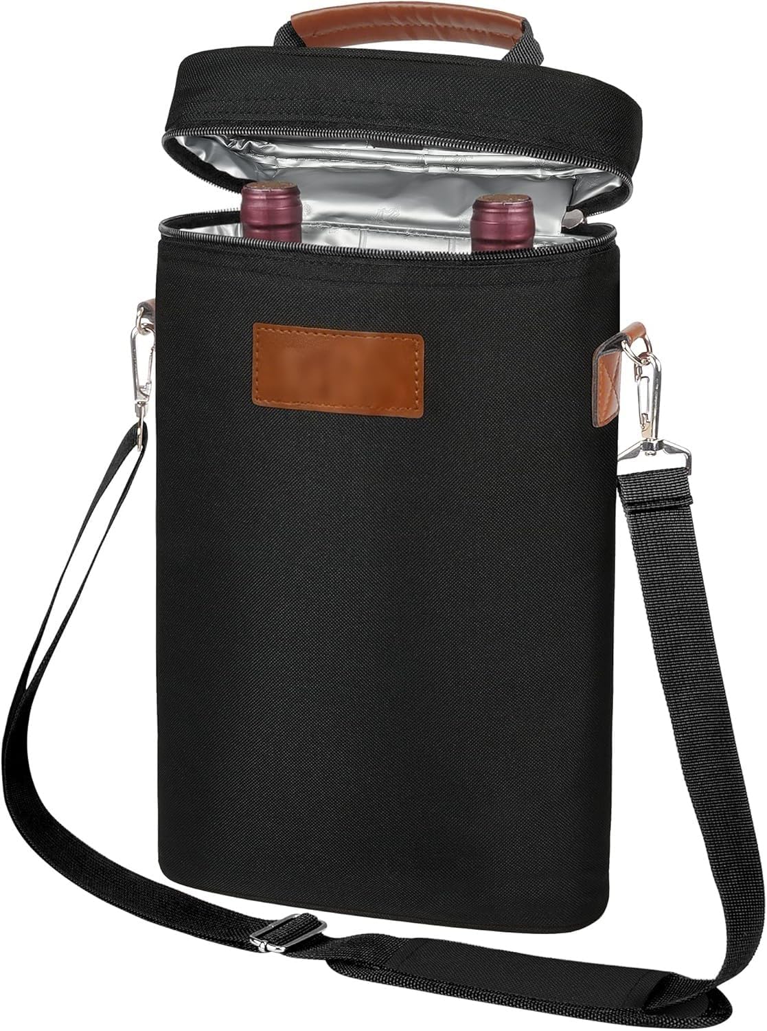 Insulated Two-Bottle Wine Carrier Bag for Picnics, Trips and Gifting