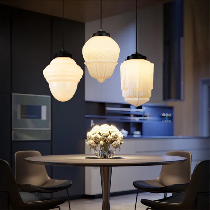 Stylish Pendant Light with Geometric Frosted Glass Style