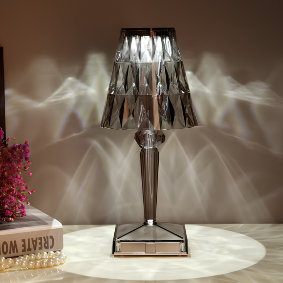 Elegant Crystal Glow Lamp Touch Control & Rechargeable Design