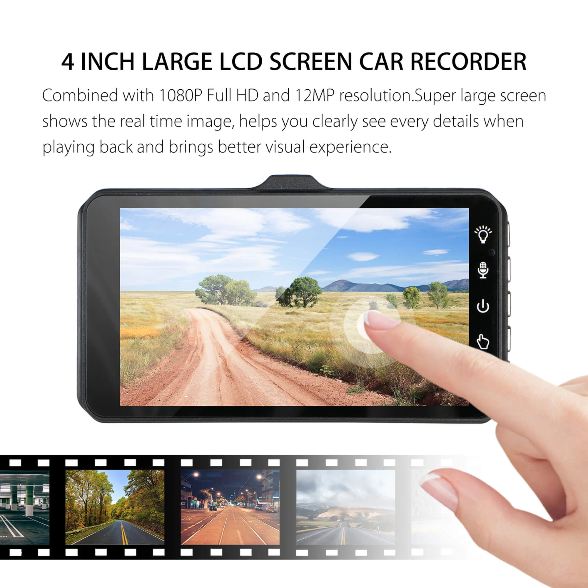 Dual Wireless Dash Camera Set with Full HD Recording and Wide Angle Lens