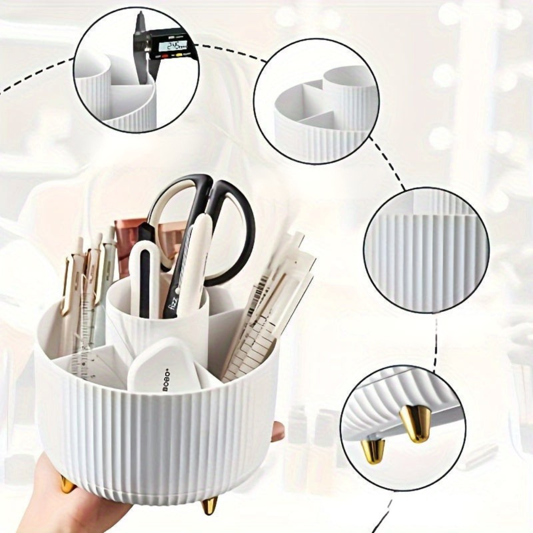 Makeup Organizer with 5 Compartments Rotating Cosmetic Storage Stand