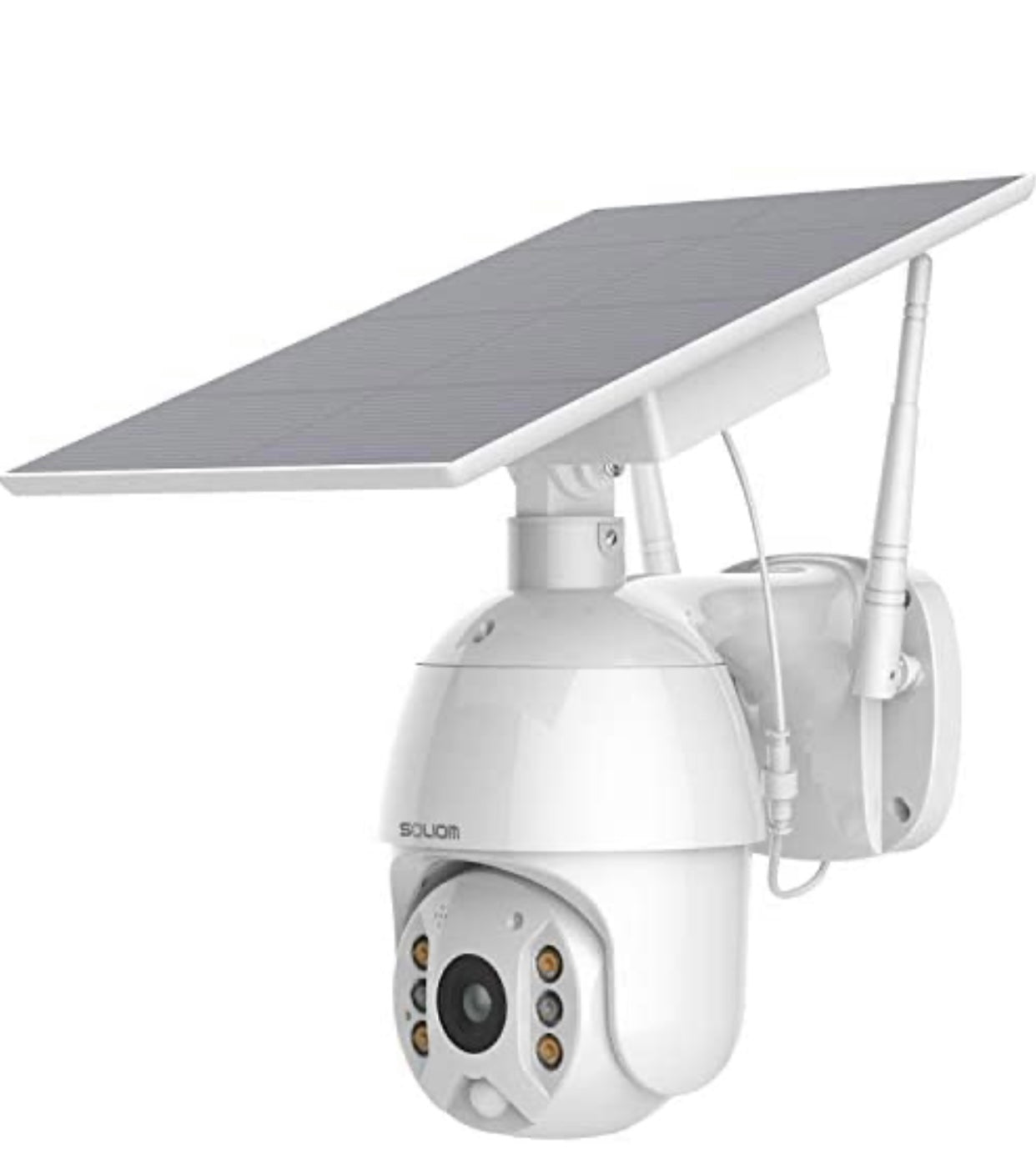 Wireless outdoor camera with solar panel and 360° rotation