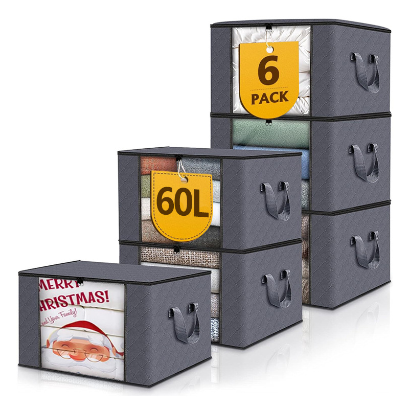 Foldable Storage Boxes with Handles Clothes Organizer with Clear Window