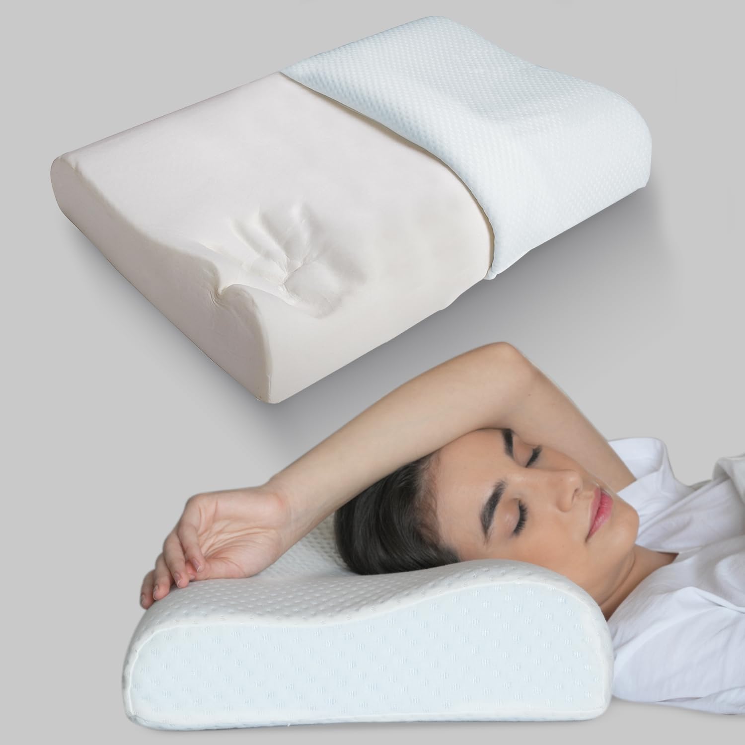Slow Rebound Memory Foam Pillow Dual Height Support