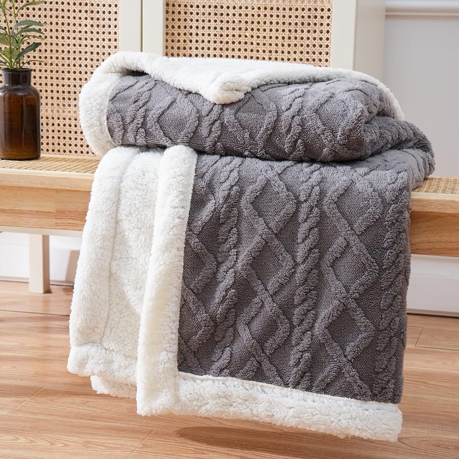 Snuggle Sherpa Blanket Soft Reversible Throw for All-Season Comfort