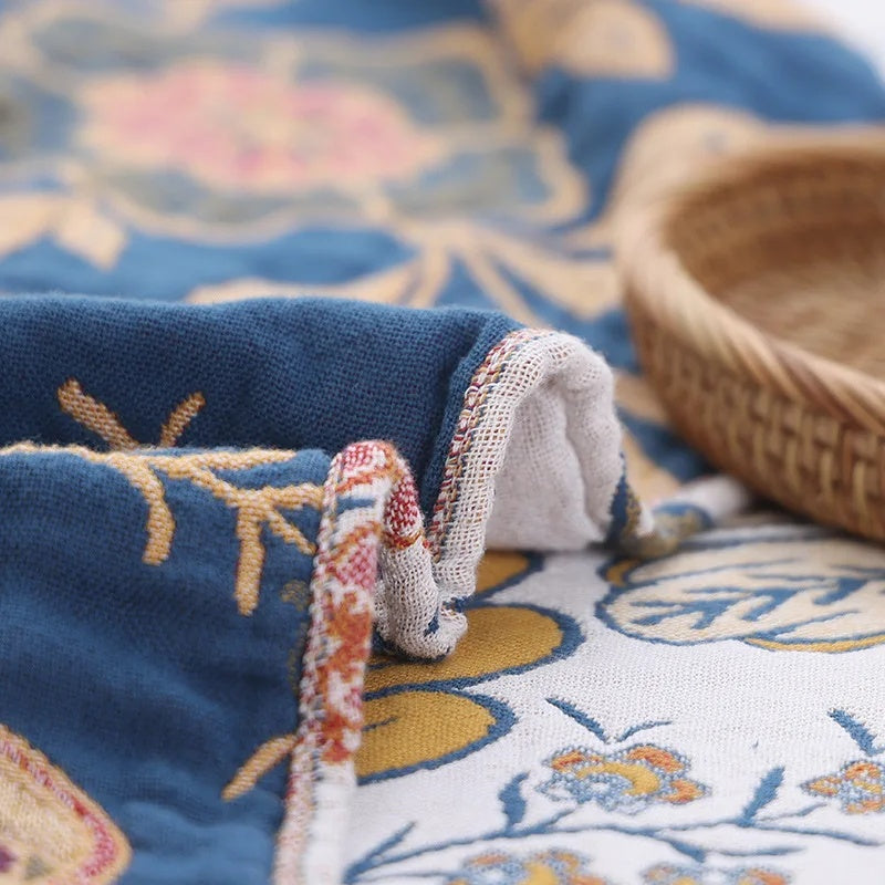 Rustic Floral Blanket Reversible Lightweight Decorative Throw