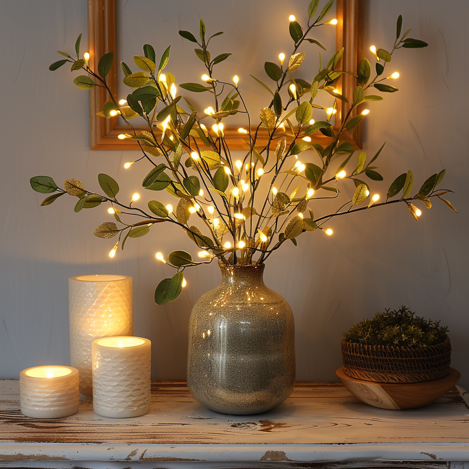 Fairy Light Olive Branch Table Lamps for Living Room