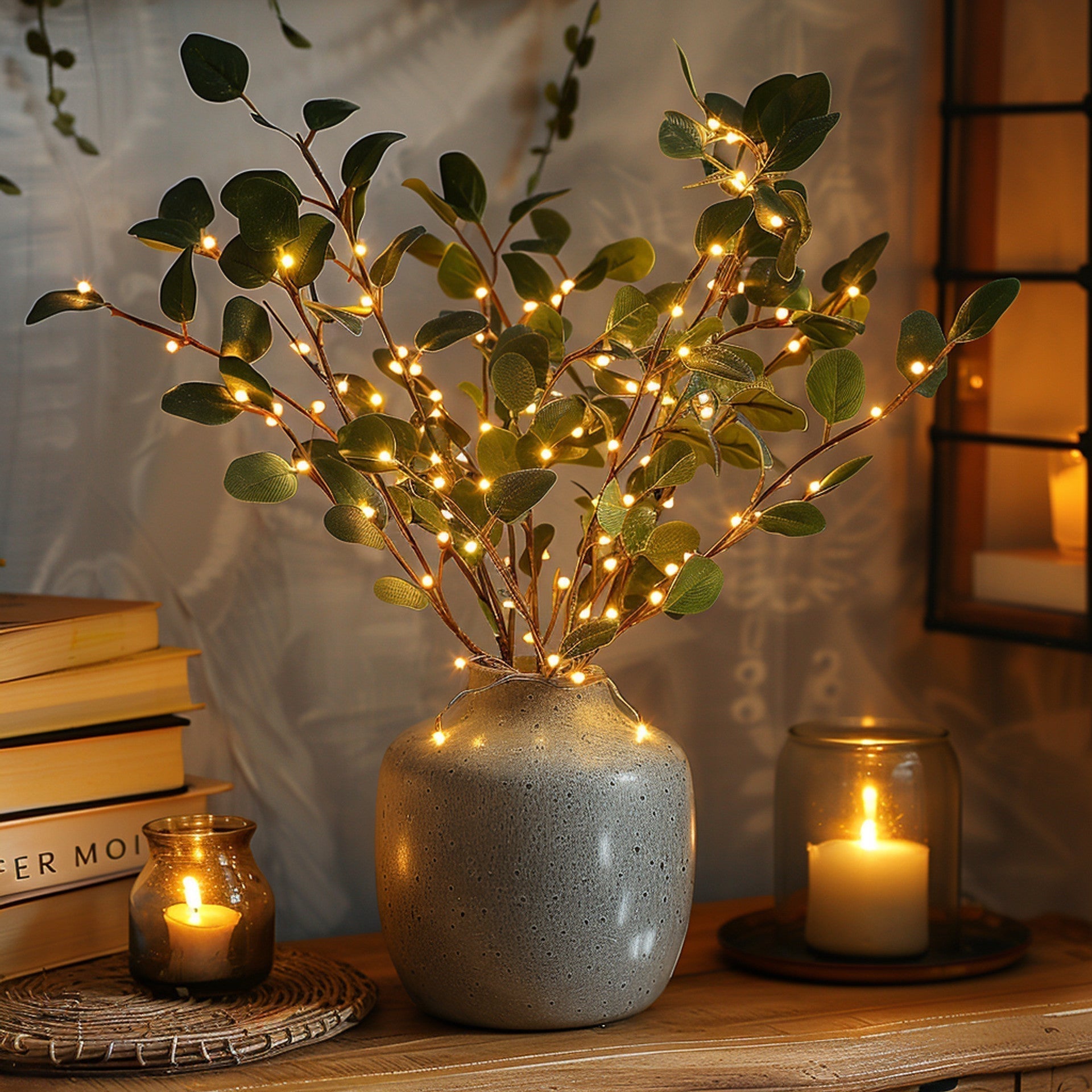 Fairy Light Olive Branch Table Lamps for Living Room