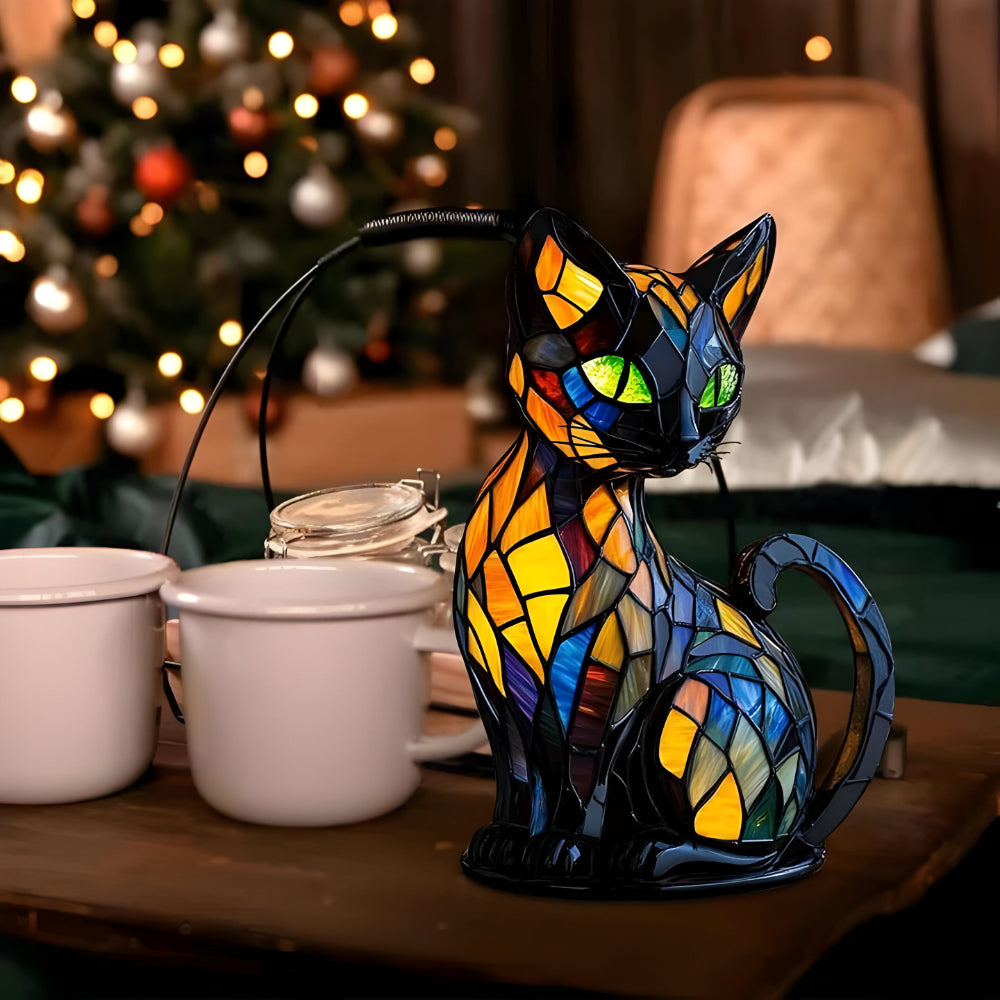 Whimsical Glass Cat Desk Lamp with Colour Changing Light
