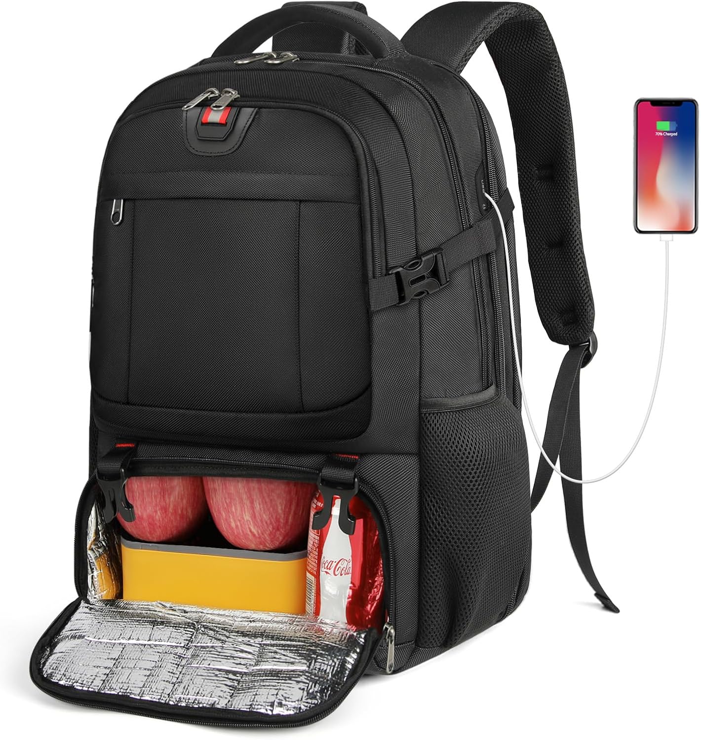 Large Laptop and Lunch Travel Backpack with USB Port and Anti-Theft Design