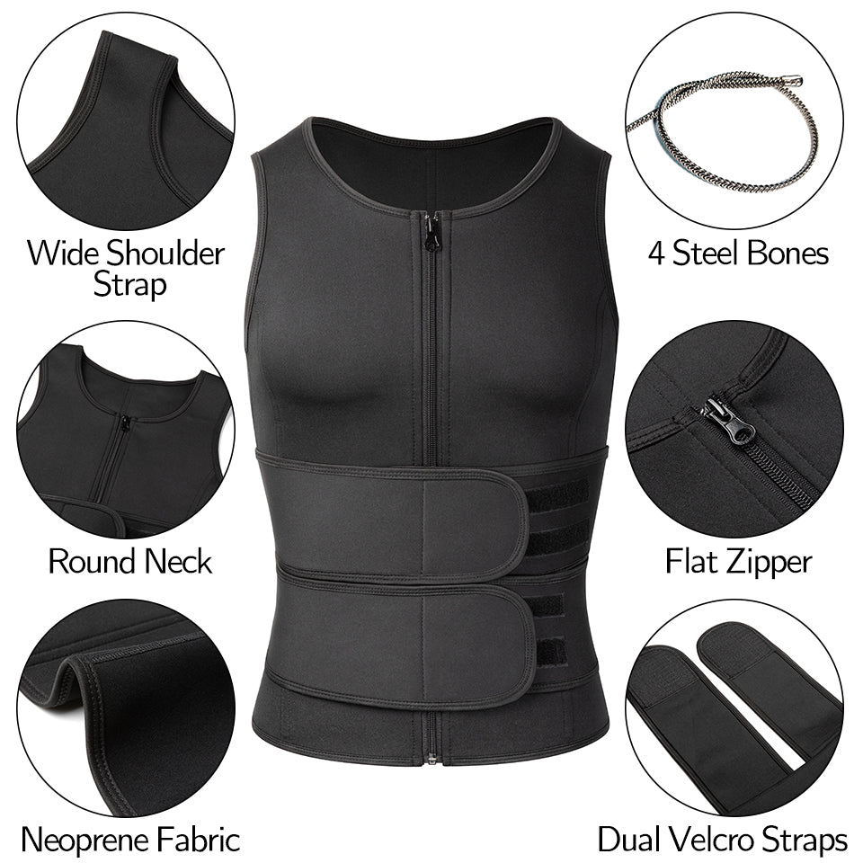 Men’s Sweat Vest Core-Shaping Fitness Vest for Faster Fat Burn