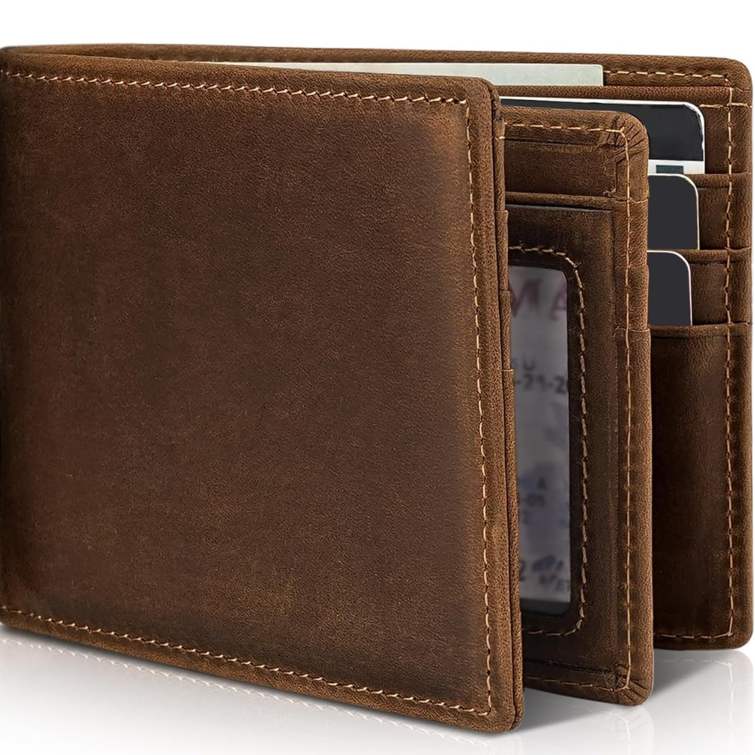 Men’s Slim Bifold Wallet RFID Protection & Multiple Slots