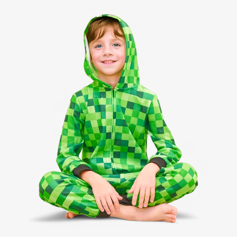 Kids Gaming Block Costume Onesie Fun Character Outfit