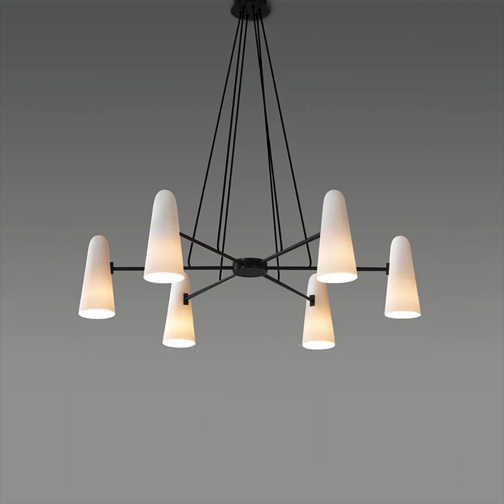 Brass Chandelier Luxury LED Ceiling Light with Glass Shades