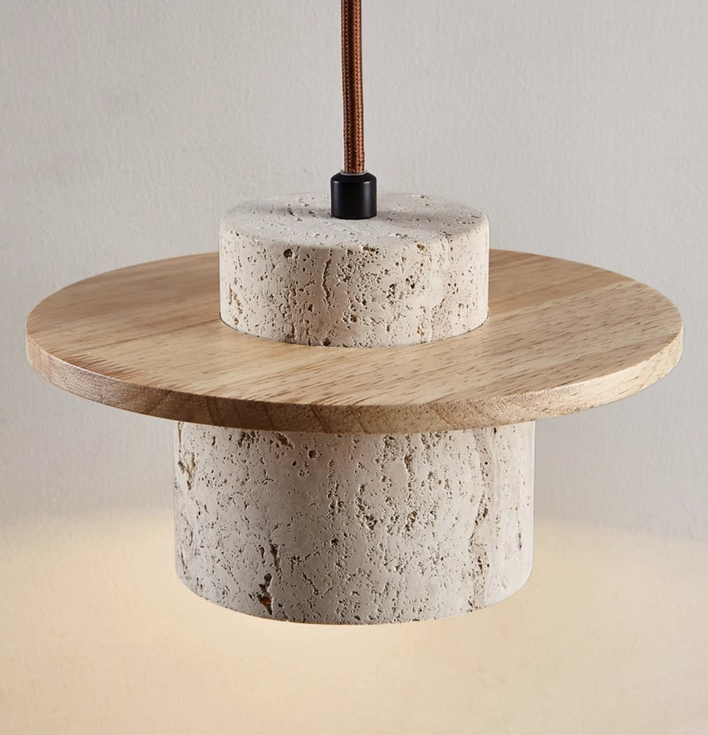 Living Room Pendant Light with Travertine Shade