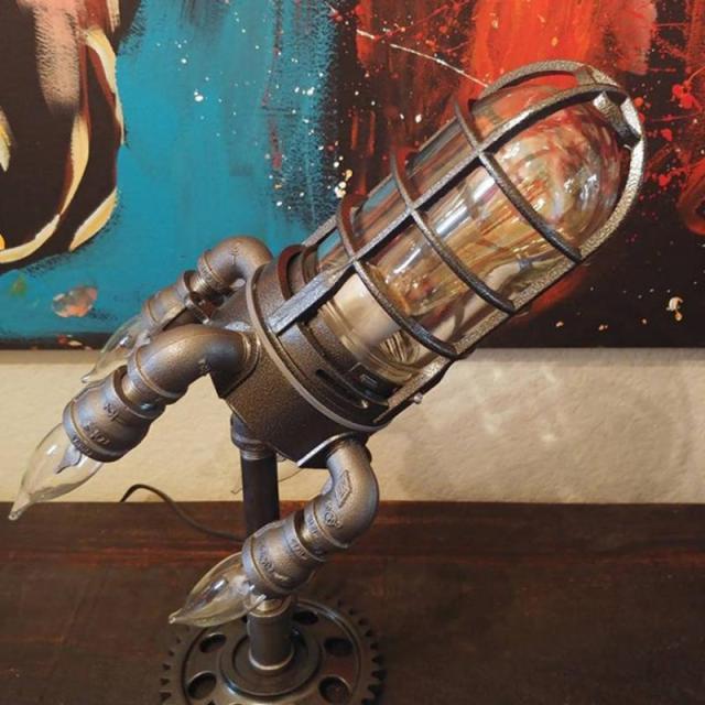 Retro Rocket Night Lamp Steampunk-Inspired Lighting for Home