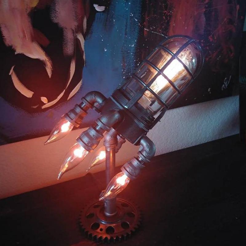 Retro Rocket Night Lamp Steampunk-Inspired Lighting for Home