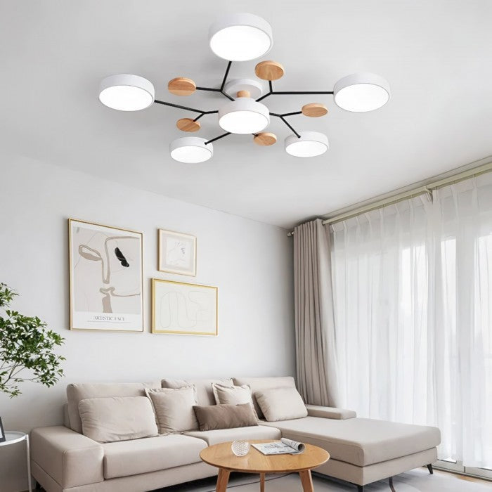 Modern LED Ceiling Light with Branched Design and Round Light Discs