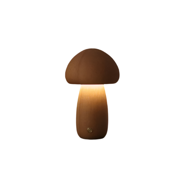 Rechargeable Wooden Mushroom Table Lamp Touch LED Light