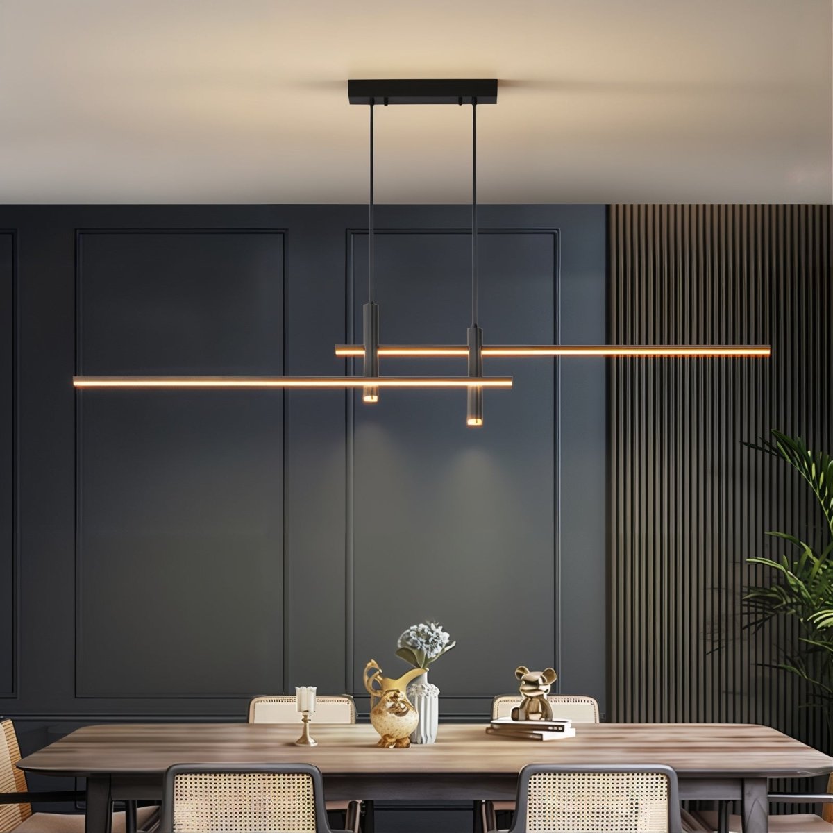 Sleek LED Linear Pendant Light Adjustable & Dimmable Modes