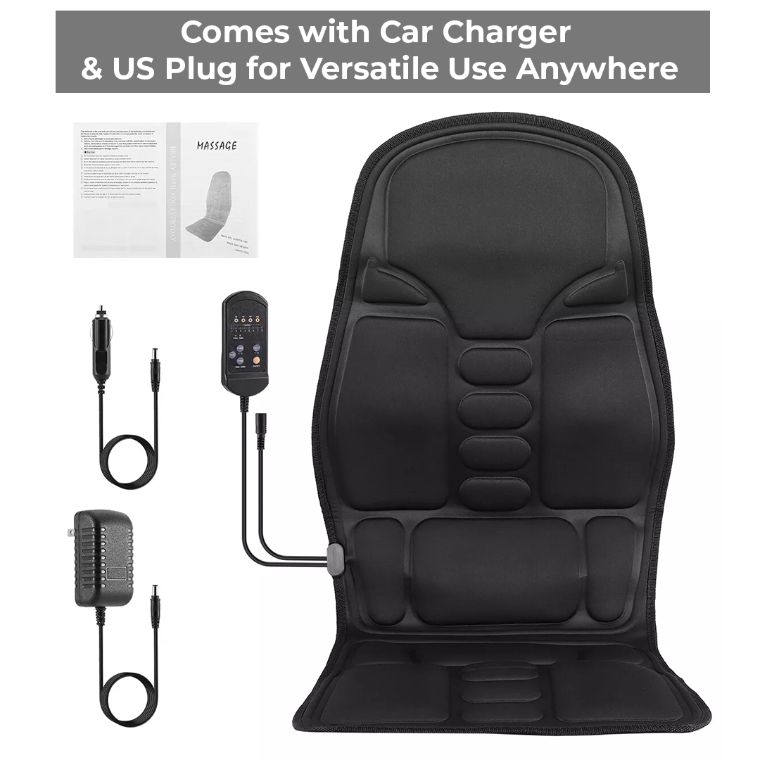 Portable Heated Massage Cushion for Chair and Car Seat