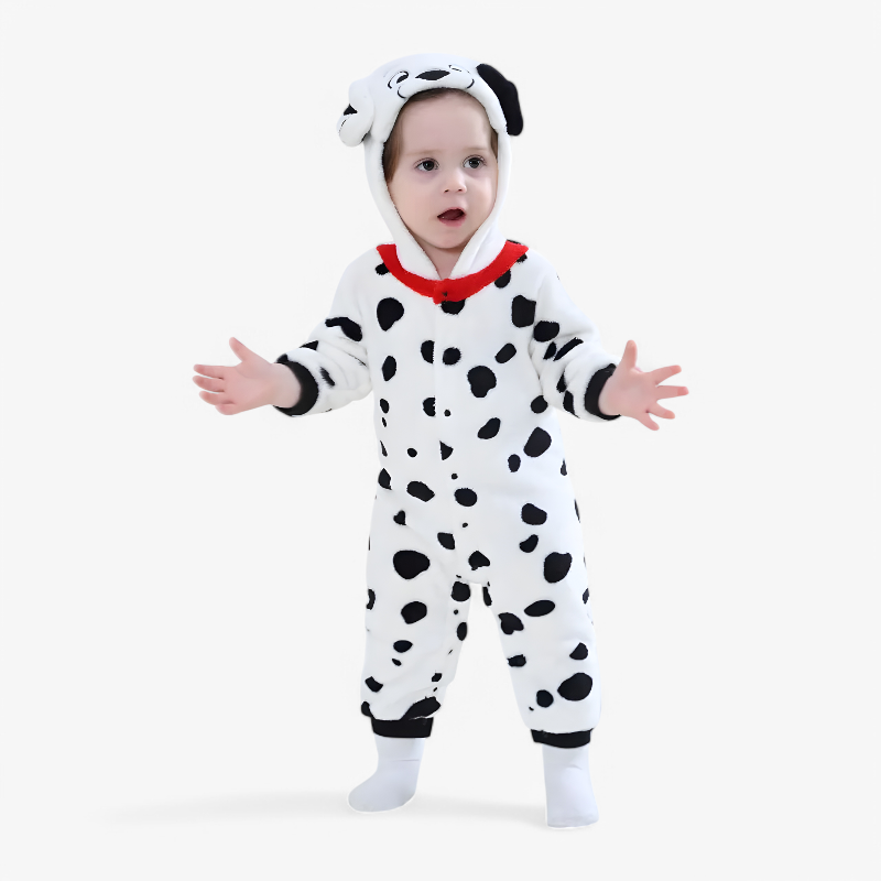 Kids Dalmatian Onesie Outfit Playful Hooded Costume