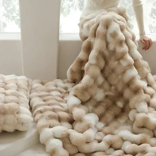 Portable Fluffy Blanket Ultra-Soft Cozy Sofa & Bed Throw