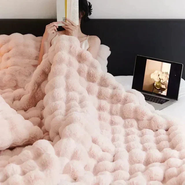 Portable Fluffy Blanket Ultra-Soft Cozy Sofa & Bed Throw