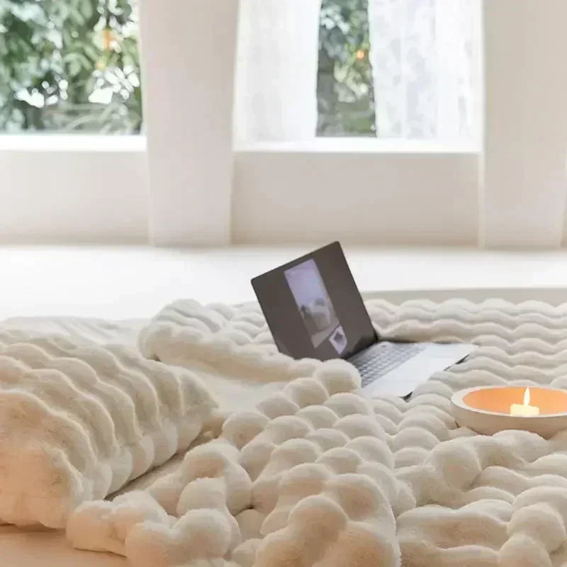Portable Fluffy Blanket Ultra-Soft Cozy Sofa & Bed Throw