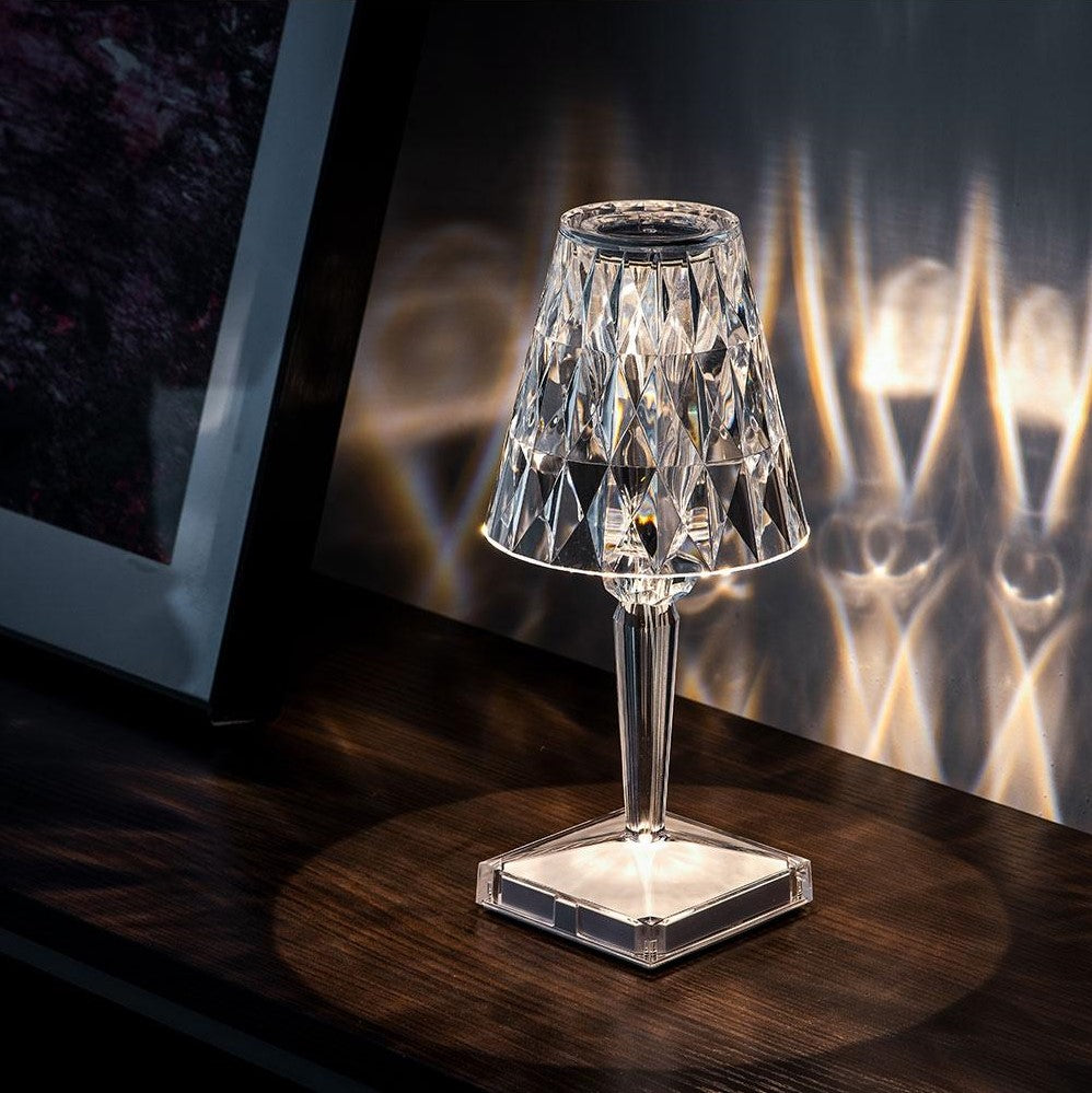 Elegant Crystal Glow Lamp Touch Control & Rechargeable Design