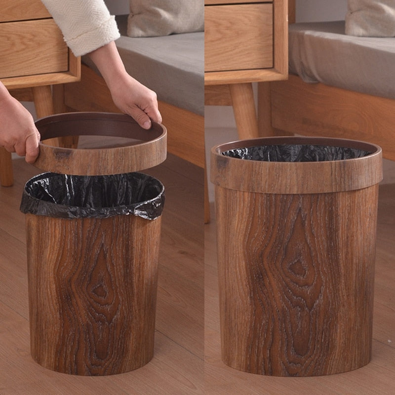 Nordic Minimalist Wooden Modern Trash Can for Home or Office