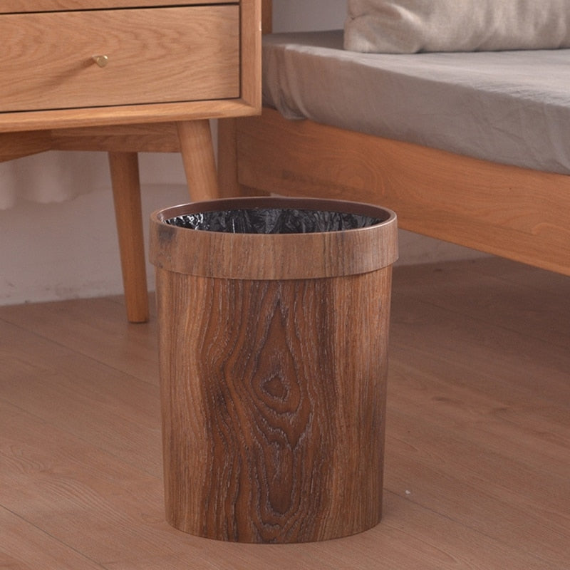 Nordic Minimalist Wooden Modern Trash Can for Home or Office