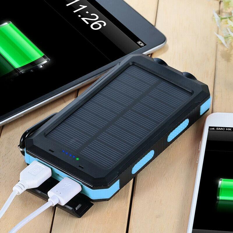 20000mAh Solar Power Bank Waterproof Portable Dual-USB Charger