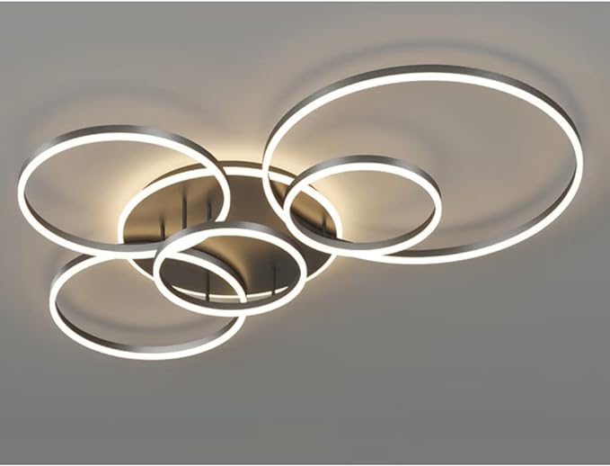 Modern Black LED Ceiling Light with Rings Dimmable with Remote Control