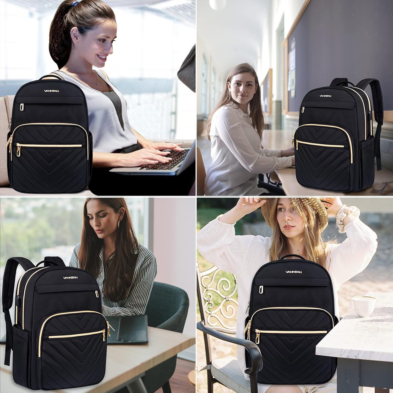Laptop Backpack Slim Travel & Work Pack with USB Charging Port