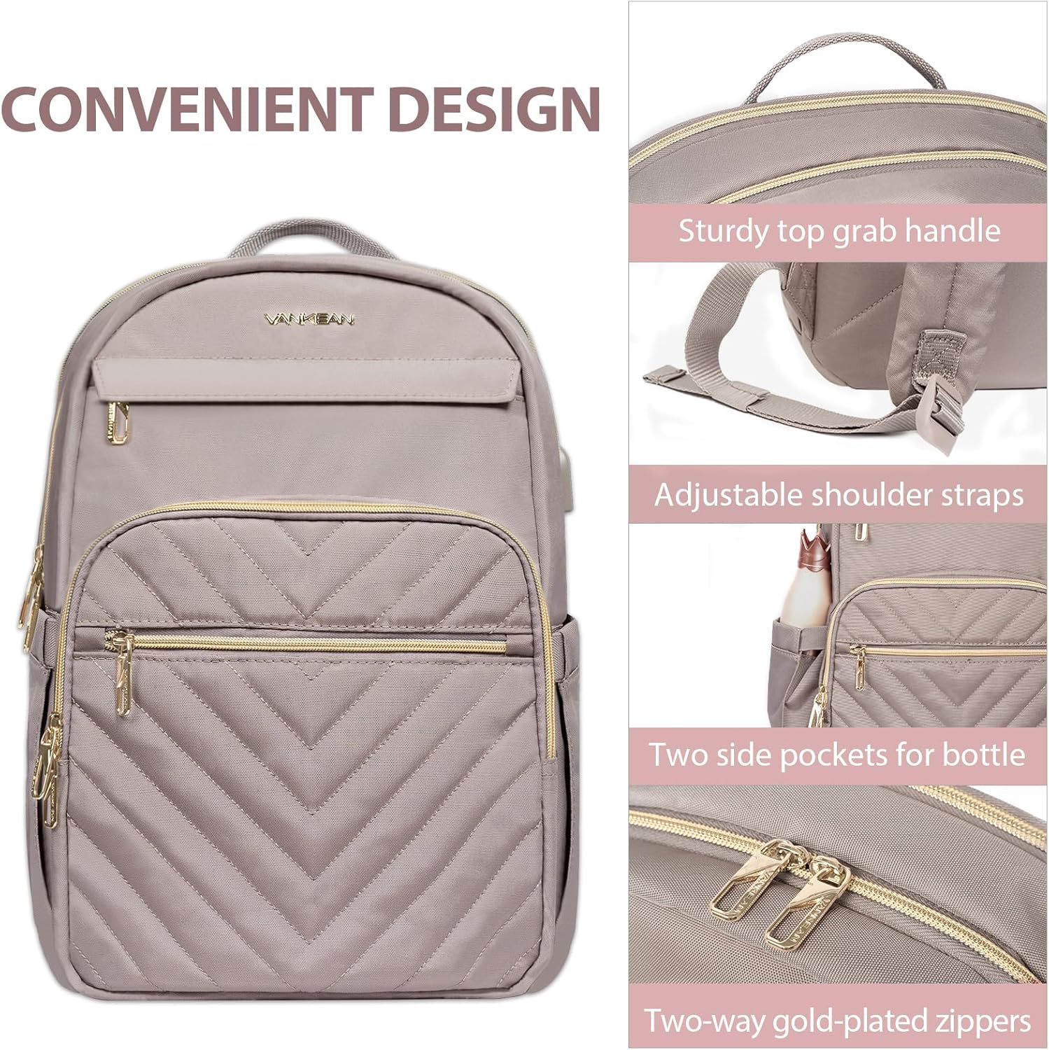 Laptop Backpack Slim Travel & Work Pack with USB Charging Port