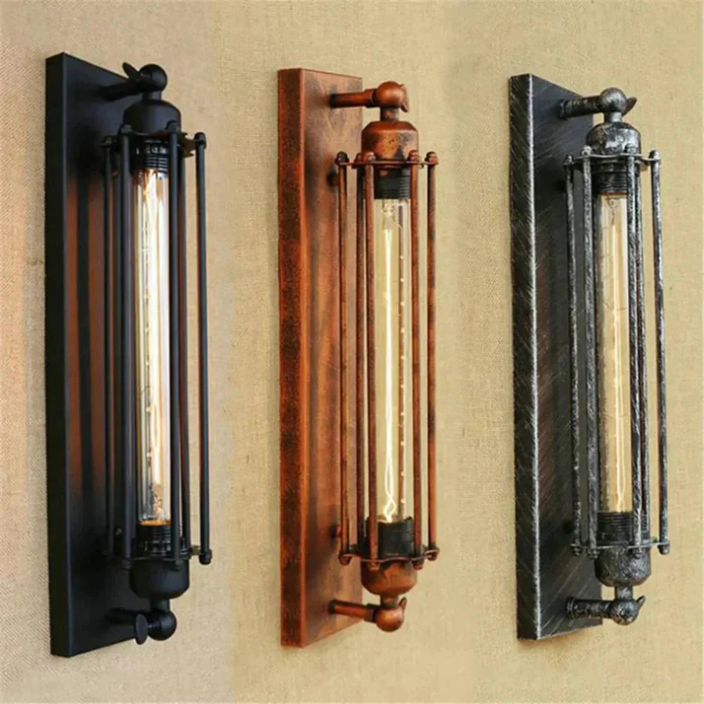 Classic LED Wall Light Vintage Black Metal Design