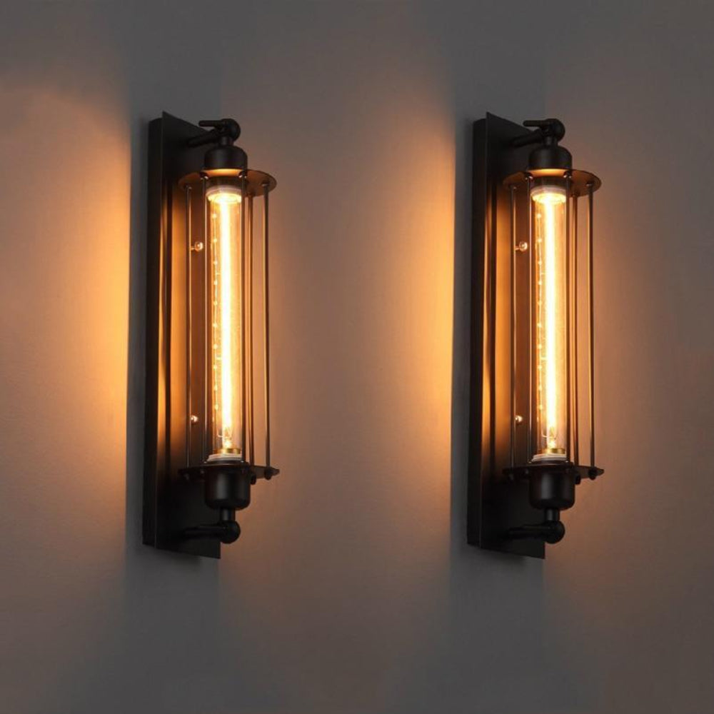Classic LED Wall Light Vintage Black Metal Design