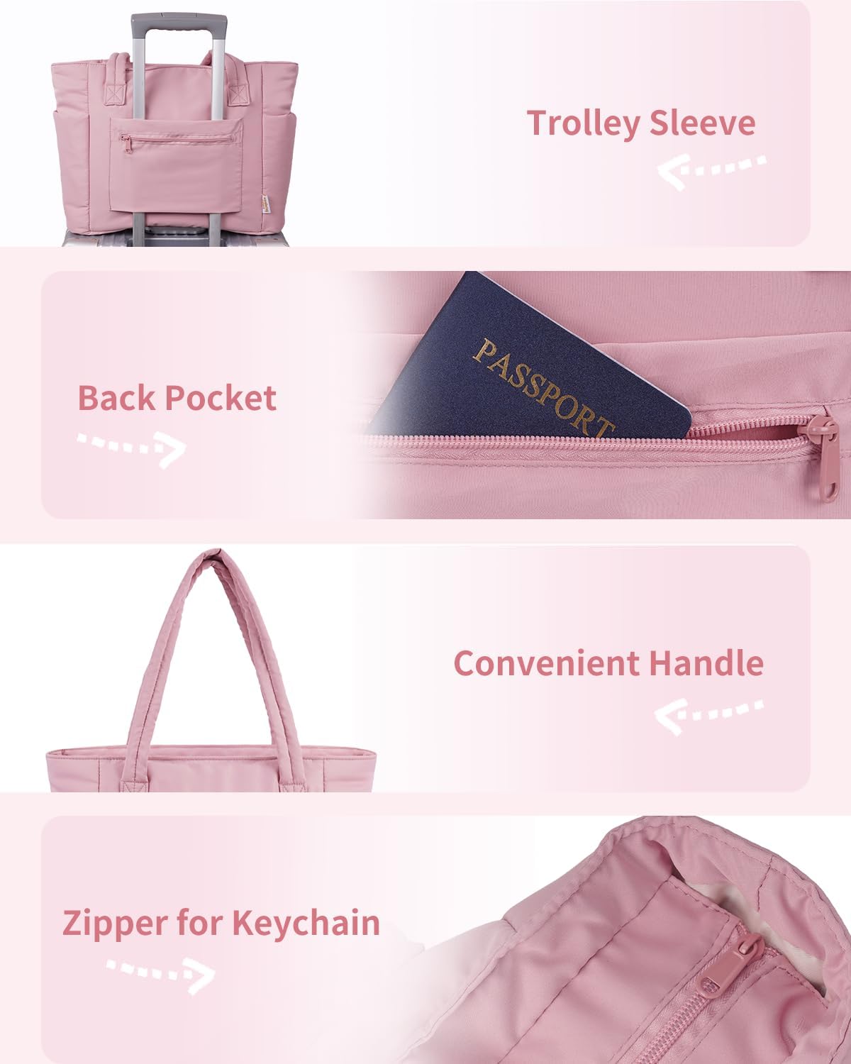 Quilted Tote Bag with Tumbler Holder and Padded Laptop Sleeve