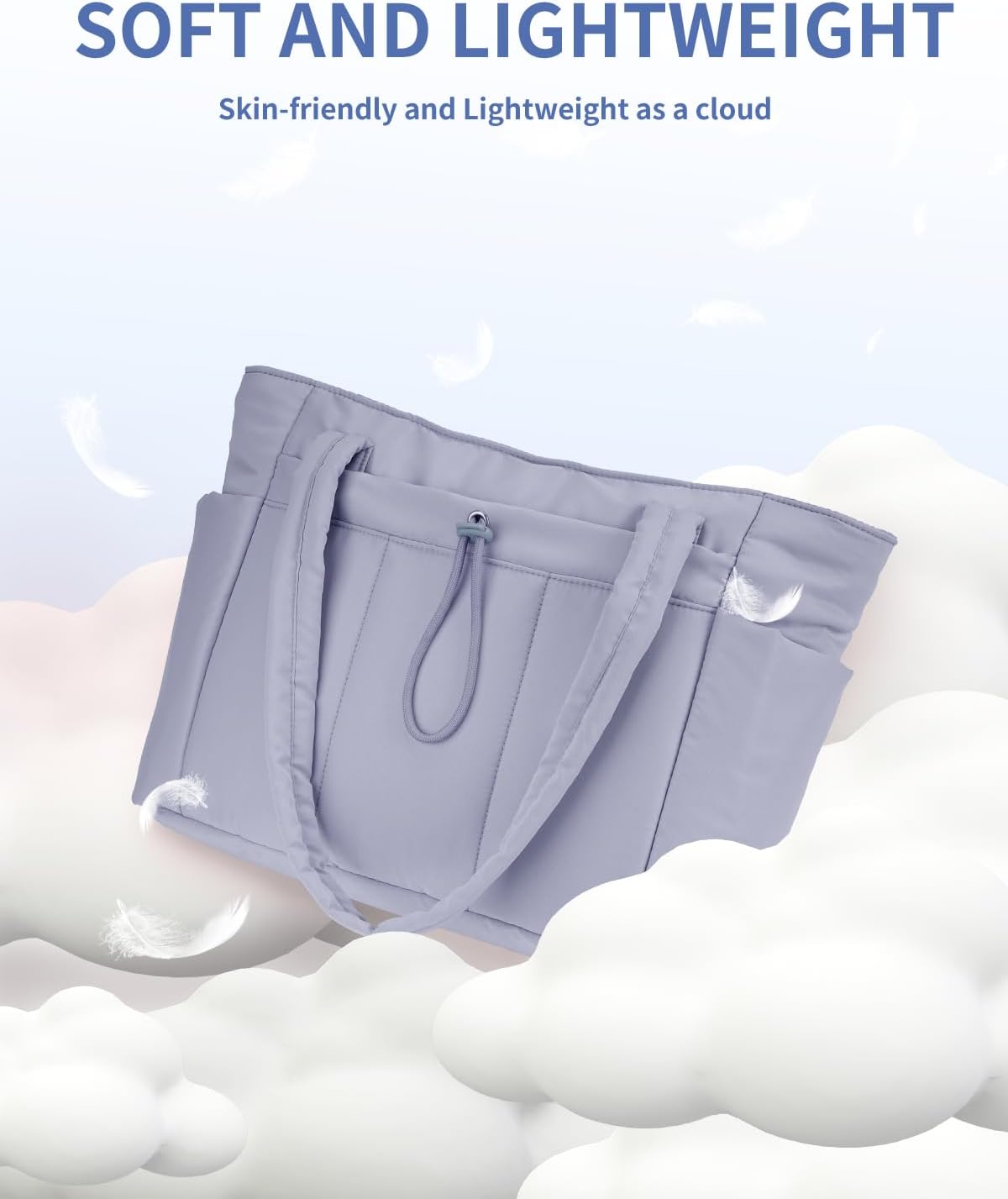 Quilted Tote Bag with Tumbler Holder and Padded Laptop Sleeve