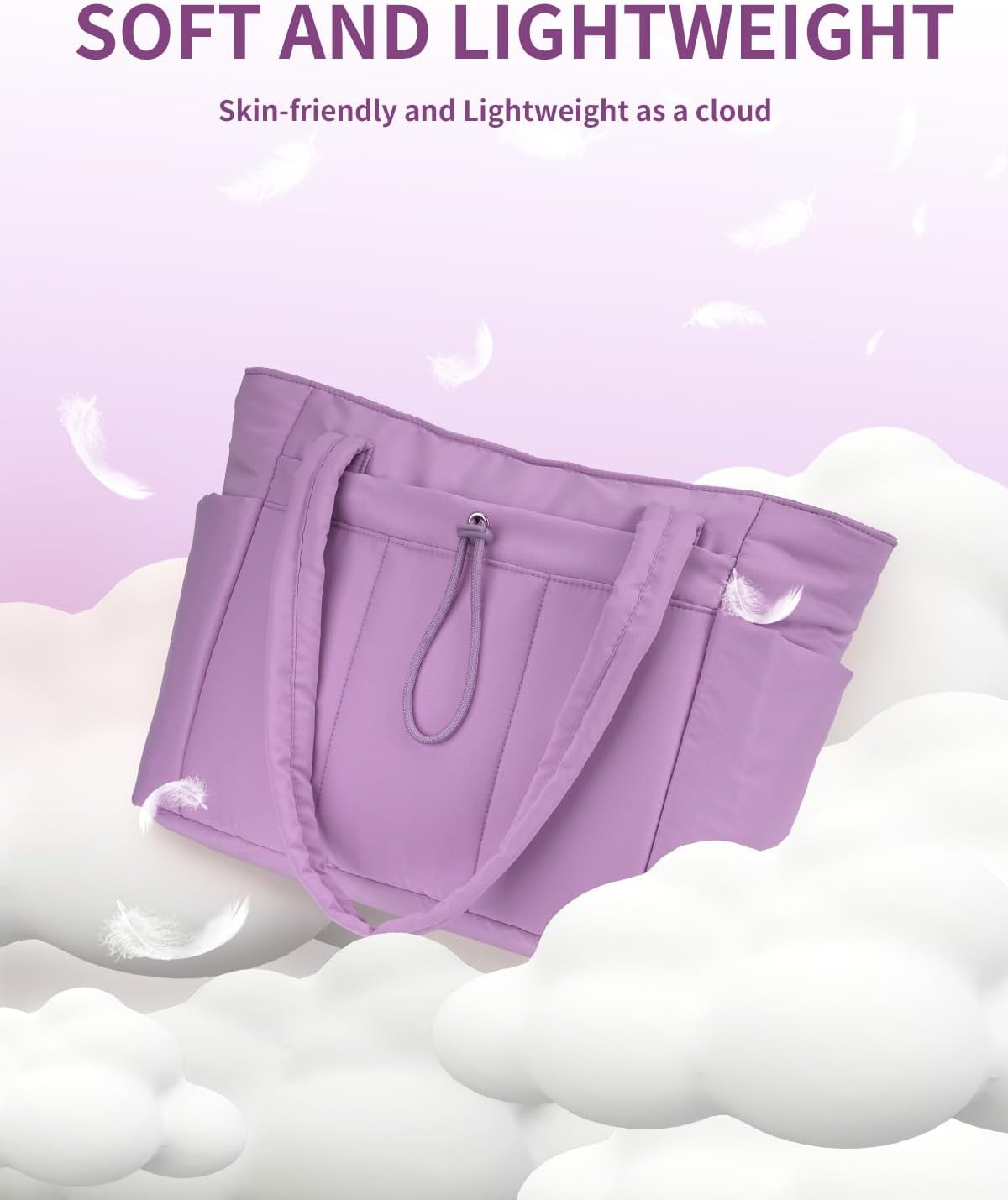 Quilted Tote Bag with Tumbler Holder and Padded Laptop Sleeve