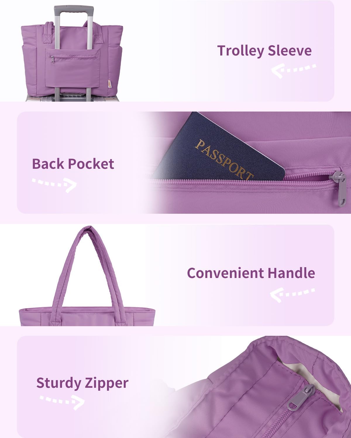 Quilted Tote Bag with Tumbler Holder and Padded Laptop Sleeve