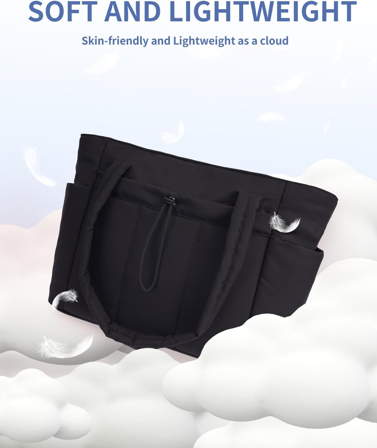 Quilted Tote Bag with Tumbler Holder and Padded Laptop Sleeve