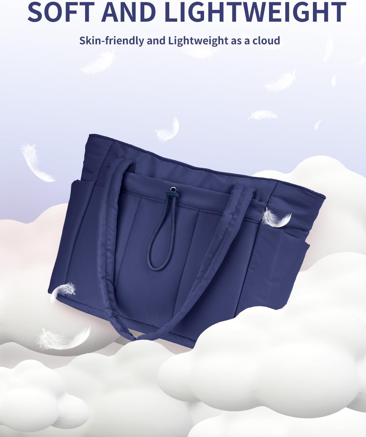 Quilted Tote Bag with Tumbler Holder and Padded Laptop Sleeve