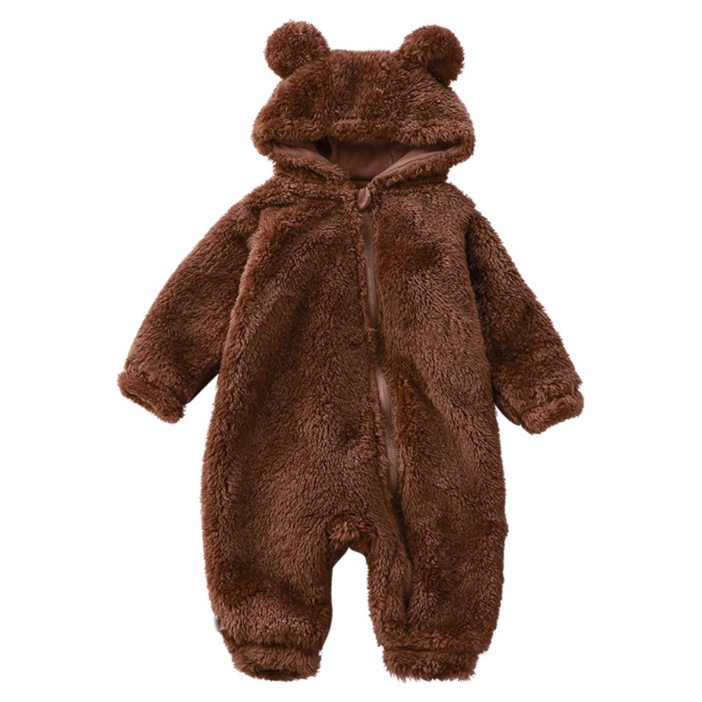 Baby Winter Bear Onesie Soft Hooded Zip-Up Outfit