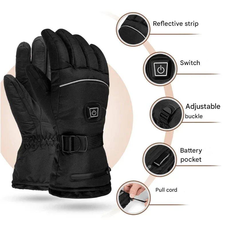 Rechargeable Heated Outdoor Gloves Waterproof Thermal Hand Warmers