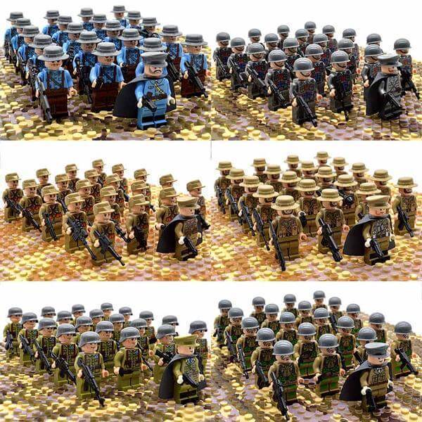 Military Building Blocks Playset World War II Army Soldier Figures Set